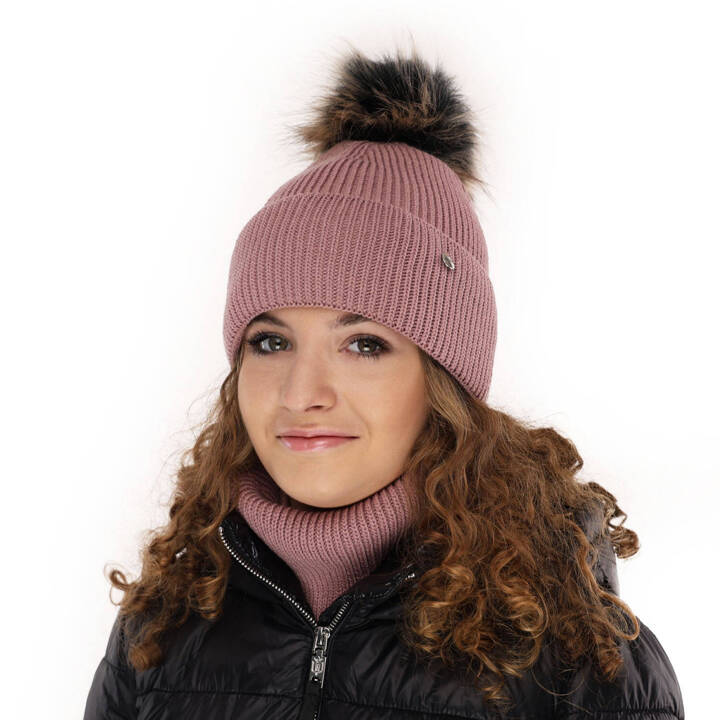 Зимний комплект для девочки: шапка с помпоном и дымоход из вереска Reneta